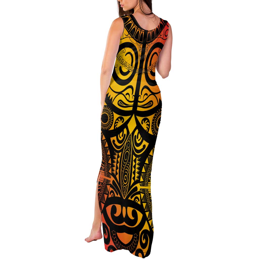 Marquesas Islands Tank Maxi Dress Marquesan Tattoo Yellow Gradient LT14 - Polynesian Pride