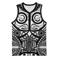 Marquesas Islands Basketball Jersey Marquesan Tattoo Black White Color - Polynesian Pride