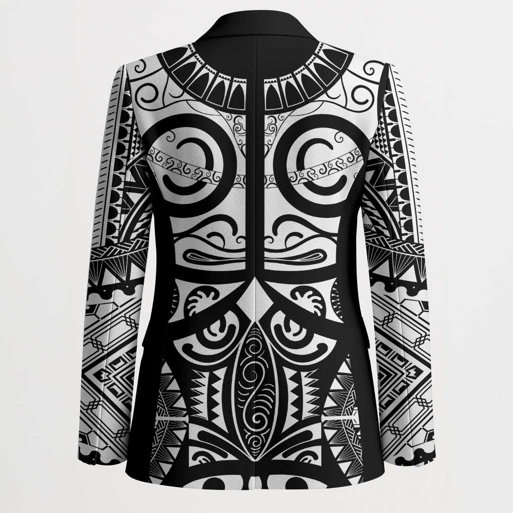 Marquesas Islands Blazer Marquesan Tattoo Black White Color LT14 - Polynesian Pride