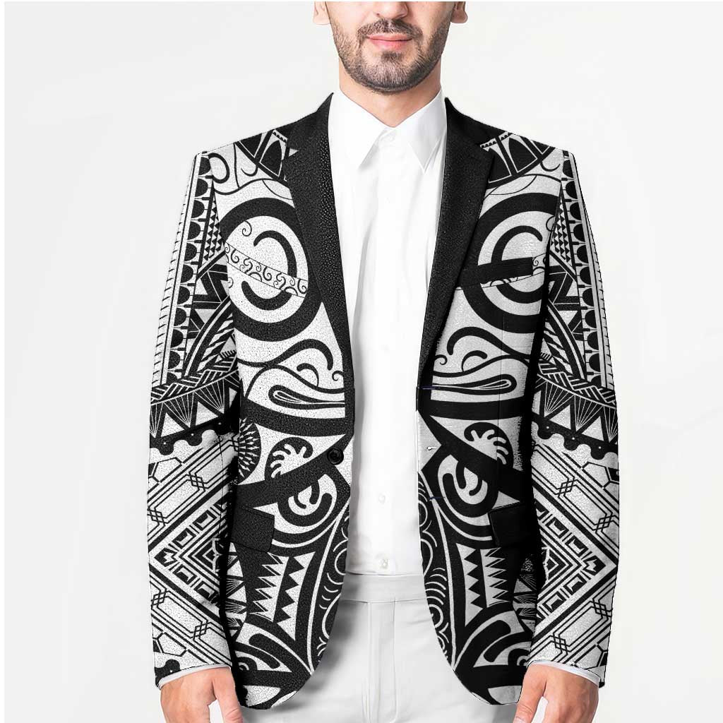 Marquesas Islands Blazer Marquesan Tattoo Black White Color LT14 - Polynesian Pride
