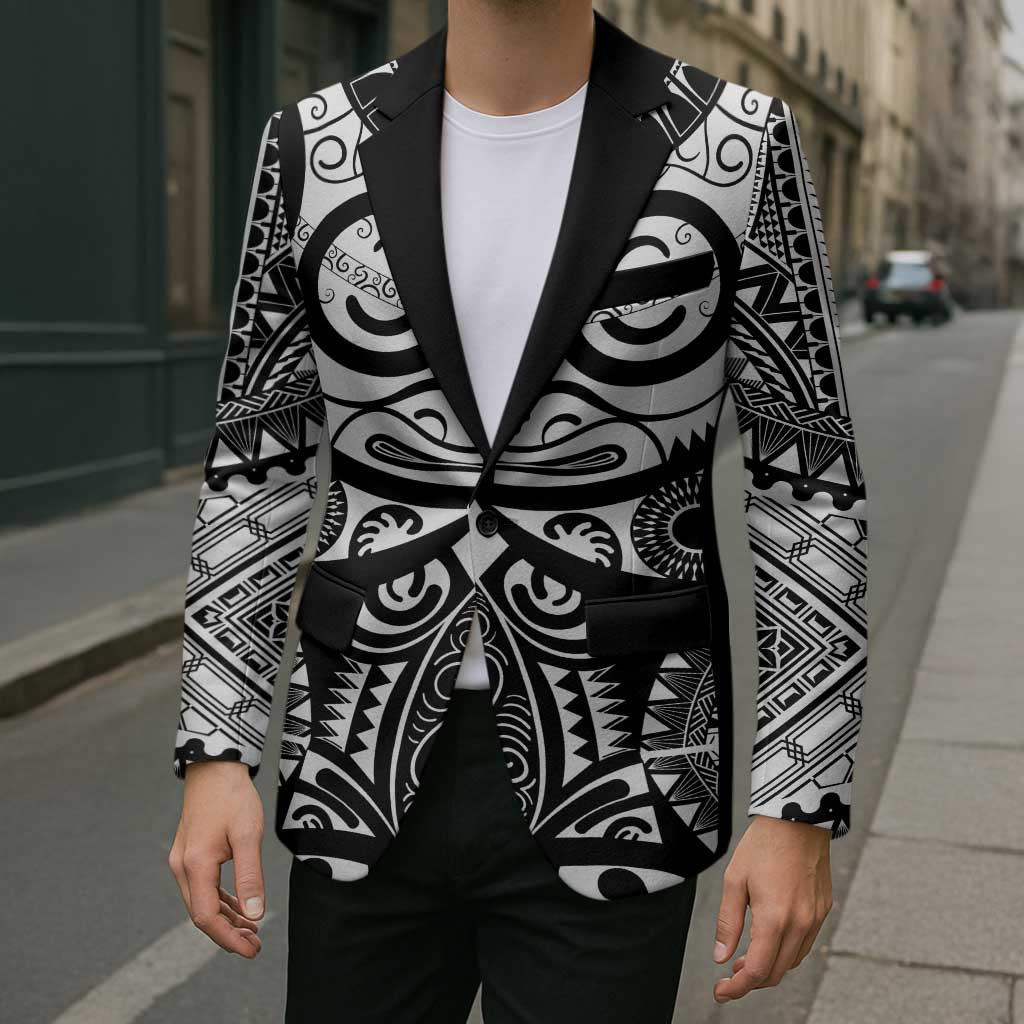 Marquesas Islands Blazer Marquesan Tattoo Black White Color LT14 - Polynesian Pride