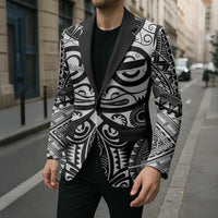 Marquesas Islands Blazer Marquesan Tattoo Black White Color LT14 - Polynesian Pride
