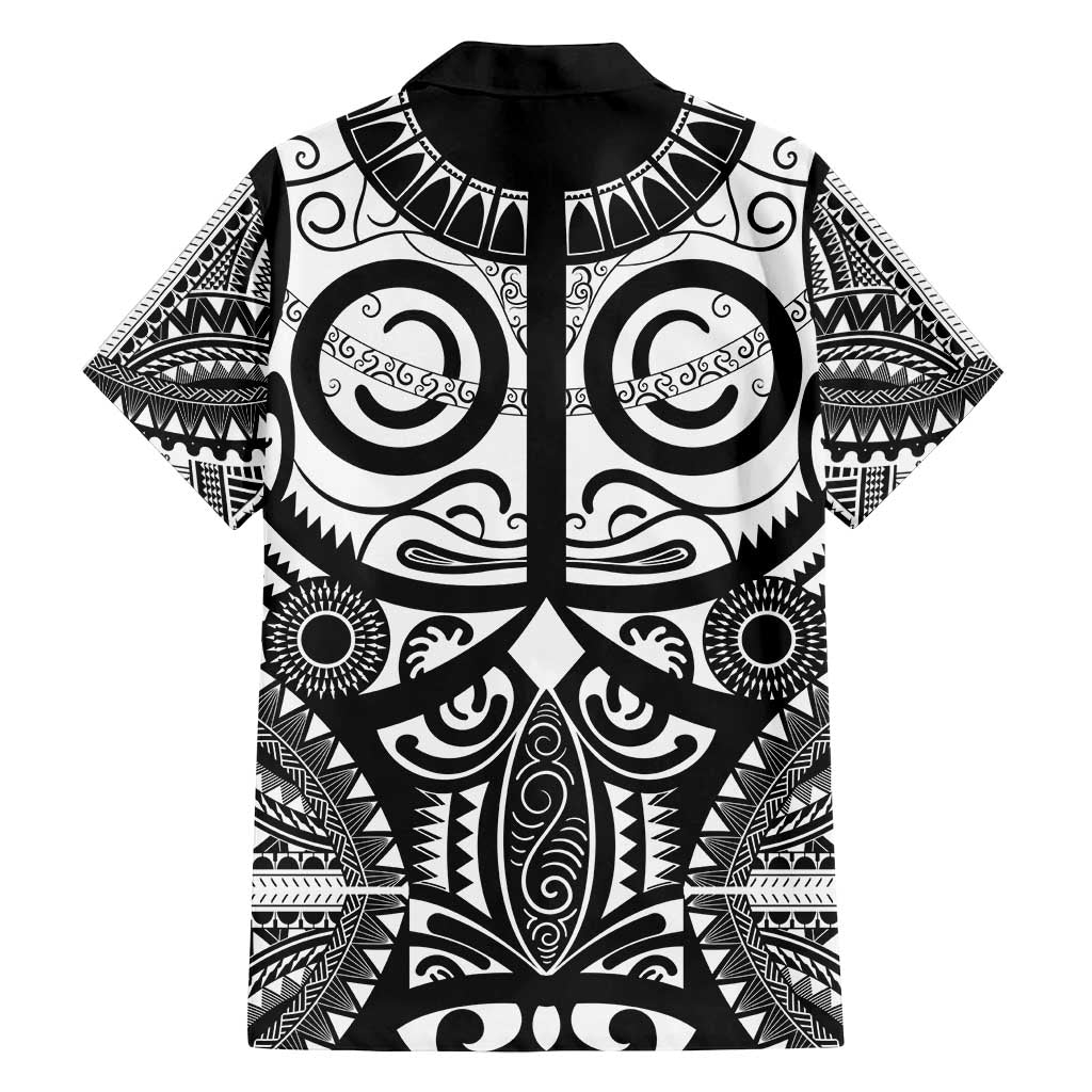Marquesas Islands Family Matching Long Sleeve Bodycon Dress and Hawaiian Shirt Marquesan Tattoo Black White Color - Polynesian Pride