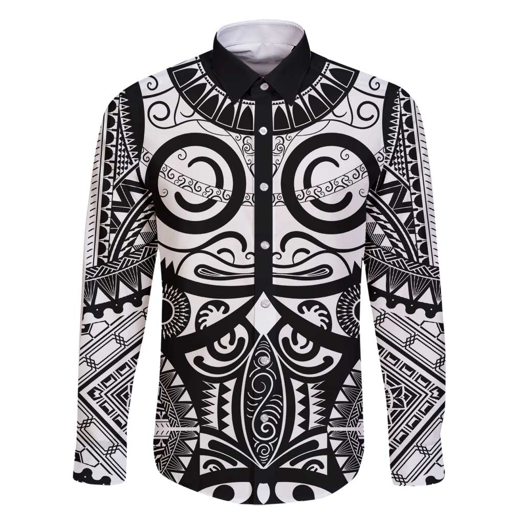 Marquesas Islands Family Matching Mermaid Dress and Hawaiian Shirt Marquesan Tattoo Black White Color - Polynesian Pride