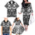 Marquesas Islands Family Matching Off The Shoulder Long Sleeve Dress and Hawaiian Shirt Marquesan Tattoo Black White Color - Polynesian Pride
