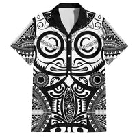 Marquesas Islands Family Matching Off The Shoulder Long Sleeve Dress and Hawaiian Shirt Marquesan Tattoo Black White Color LT14 Dad's Shirt - Short Sleeve Black - Polynesian Pride