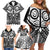Marquesas Islands Family Matching Off Shoulder Short Dress and Hawaiian Shirt Marquesan Tattoo Black White Color - Polynesian Pride