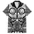 Marquesas Islands Family Matching Puletasi and Hawaiian Shirt Marquesan Tattoo Black White Color - Polynesian Pride