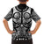 Marquesas Islands Family Matching Short Sleeve Bodycon Dress and Hawaiian Shirt Marquesan Tattoo Black White Color - Polynesian Pride