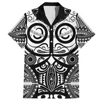 Marquesas Islands Family Matching Short Sleeve Bodycon Dress and Hawaiian Shirt Marquesan Tattoo Black White Color - Polynesian Pride