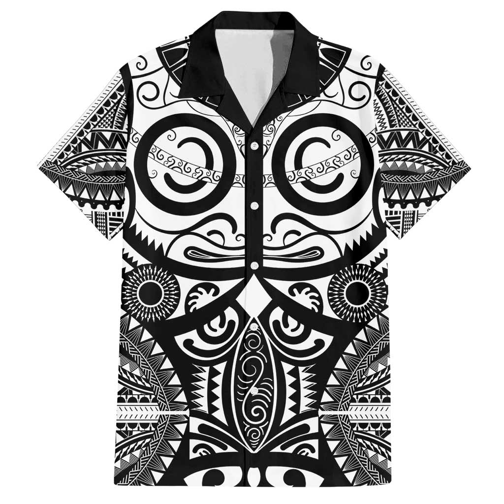 Marquesas Islands Family Matching Summer Maxi Dress and Hawaiian Shirt Marquesan Tattoo Black White Color LT14 Dad's Shirt - Short Sleeve Black - Polynesian Pride