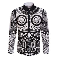 Marquesas Islands Family Matching Summer Maxi Dress and Hawaiian Shirt Marquesan Tattoo Black White Color LT14 Dad's Shirt - Long Sleeve Black - Polynesian Pride
