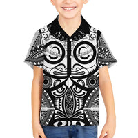 Marquesas Islands Family Matching Summer Maxi Dress and Hawaiian Shirt Marquesan Tattoo Black White Color LT14 Son's Shirt Black - Polynesian Pride