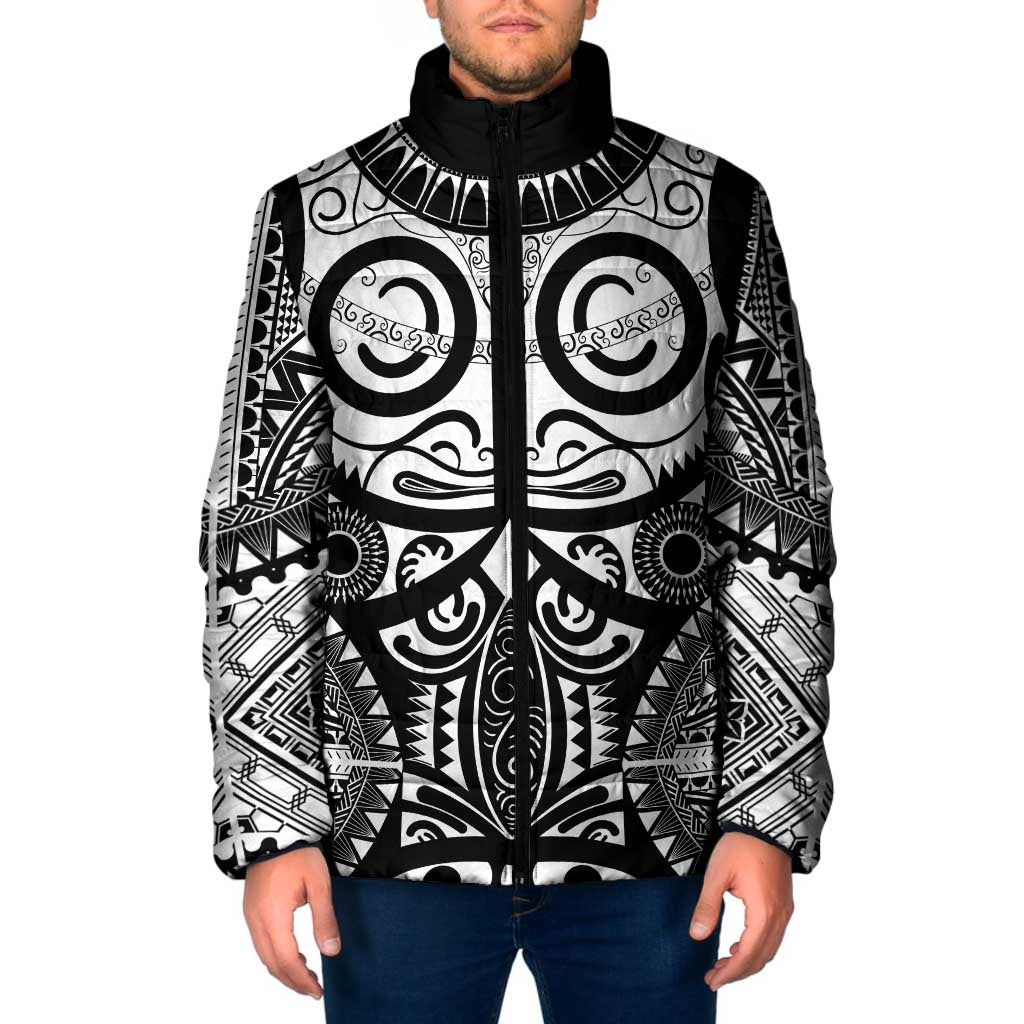 Marquesas Islands Padded Jacket Marquesan Tattoo Black White Color - Polynesian Pride