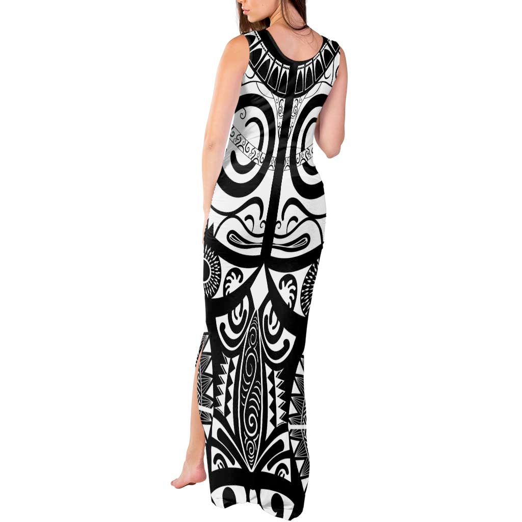 Marquesas Islands Tank Maxi Dress Marquesan Tattoo Black White Color LT14 - Polynesian Pride