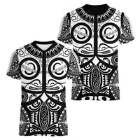 Marquesas Islands Women V-Neck T-Shirt Marquesan Tattoo Black White Color - Polynesian Pride