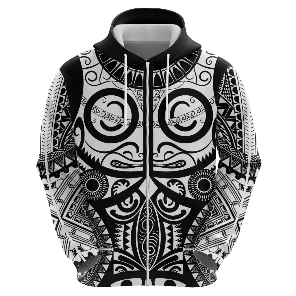 Marquesas Islands Zip Hoodie Marquesan Tattoo Black White Color LT14 - Polynesian Pride
