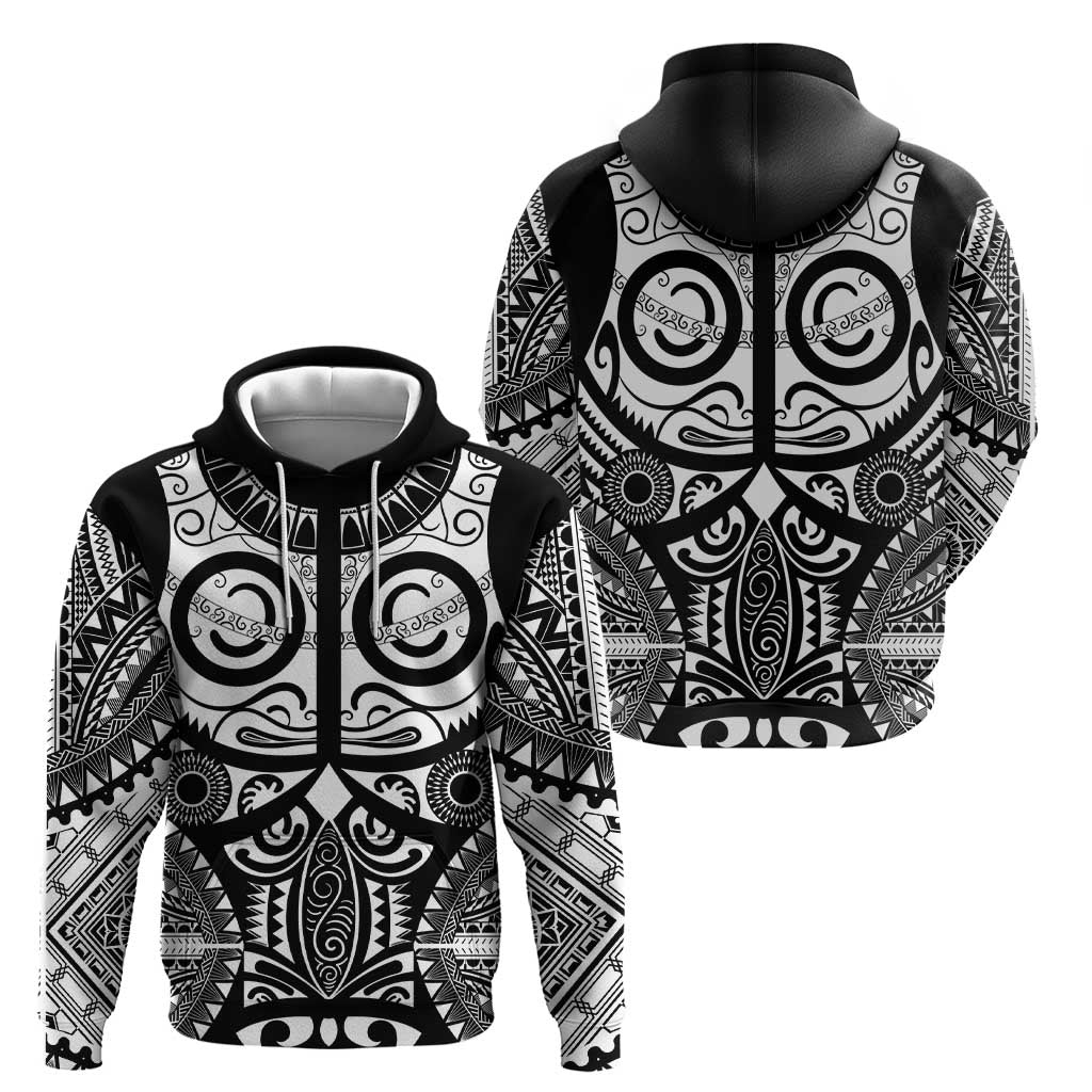 Marquesas Islands Zip Hoodie Marquesan Tattoo Black White Color LT14 - Polynesian Pride