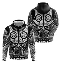 Marquesas Islands Zip Hoodie Marquesan Tattoo Black White Color LT14 - Polynesian Pride