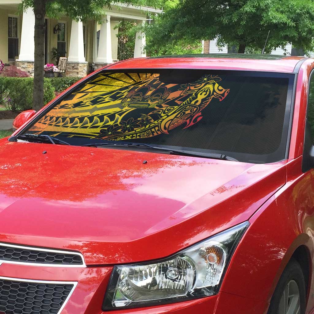 Gradient Marquesas Islands Auto Sun Shade Marquesan Matatiki Hammerhead Shark Patutiki - Polynesian Pride
