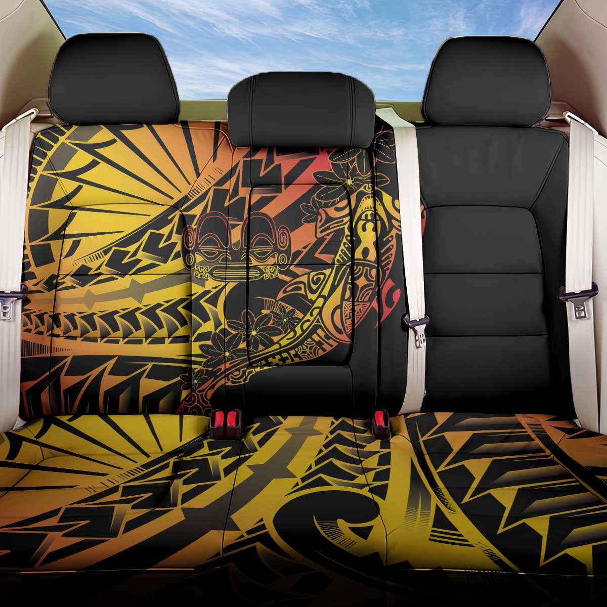 Gradient Marquesas Islands Back Car Seat Cover Marquesan Matatiki Hammerhead Shark Patutiki - Polynesian Pride