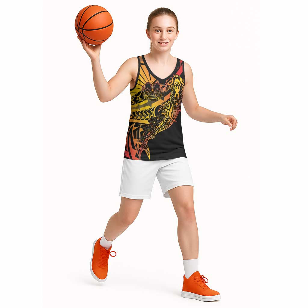 Gradient Marquesas Islands Basketball Jersey Marquesan Matatiki Hammerhead Shark Patutiki - Polynesian Pride