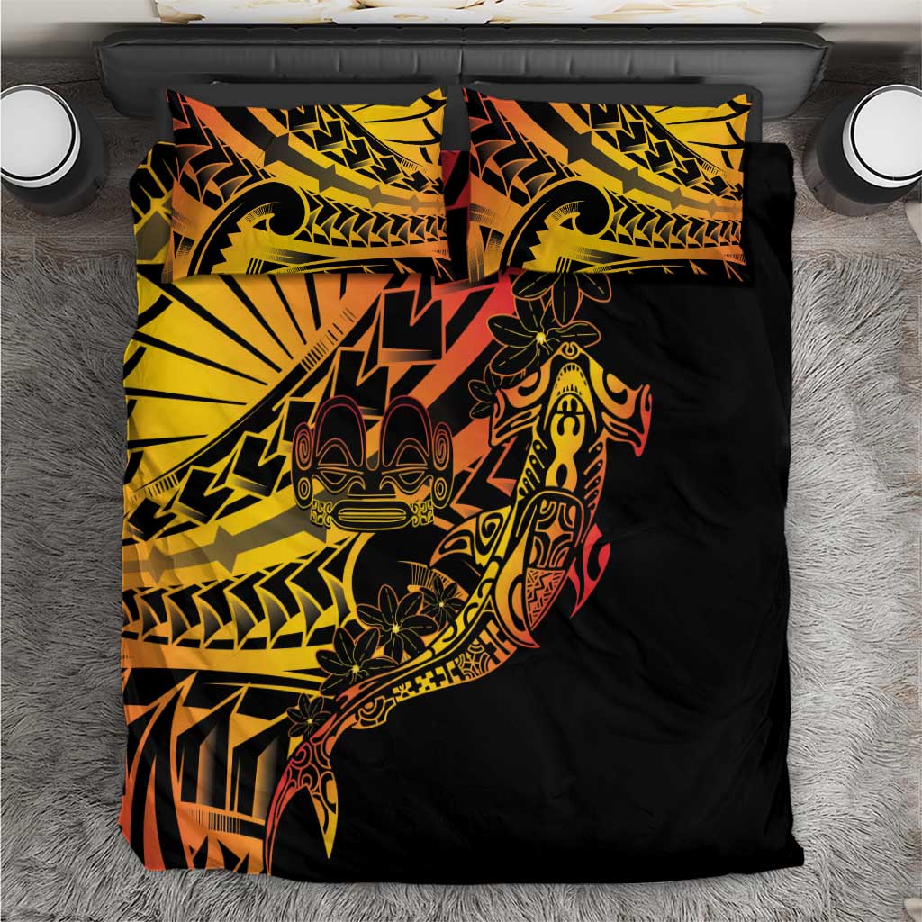 Gradient Marquesas Islands Bedding Set Marquesan Matatiki Hammerhead Shark Patutiki LT14 Yellow - Polynesian Pride