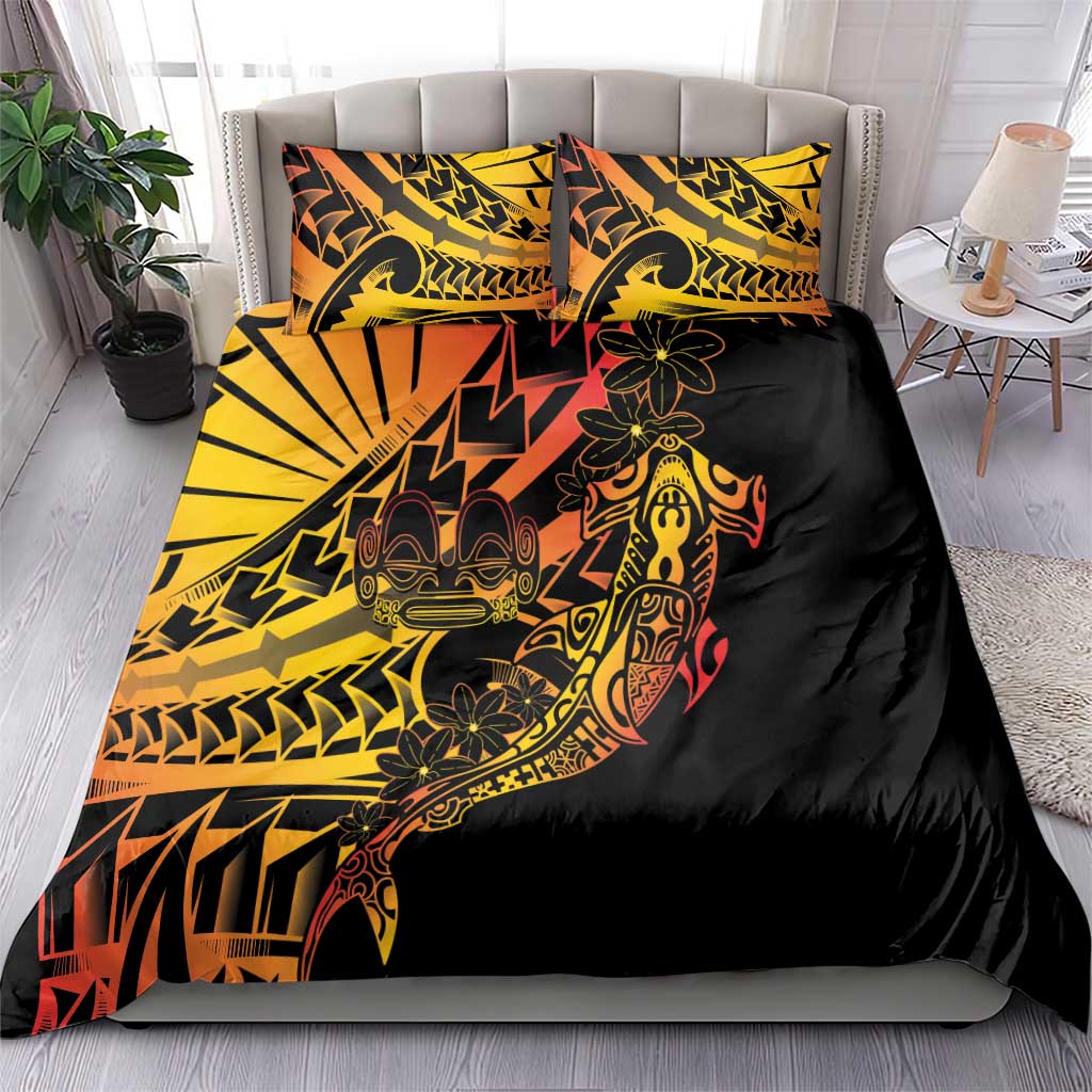 Gradient Marquesas Islands Bedding Set Marquesan Matatiki Hammerhead Shark Patutiki LT14 - Polynesian Pride