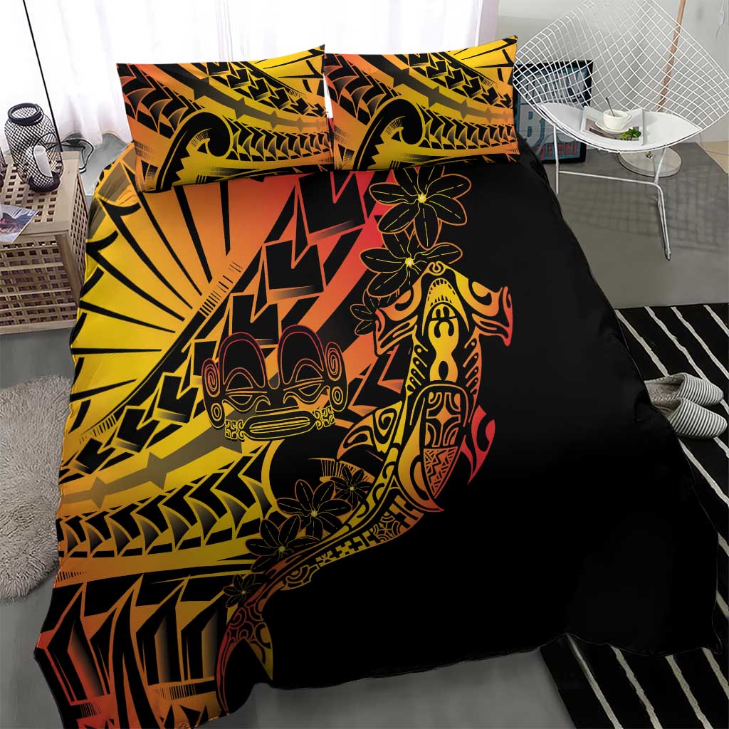 Gradient Marquesas Islands Bedding Set Marquesan Matatiki Hammerhead Shark Patutiki LT14 - Polynesian Pride
