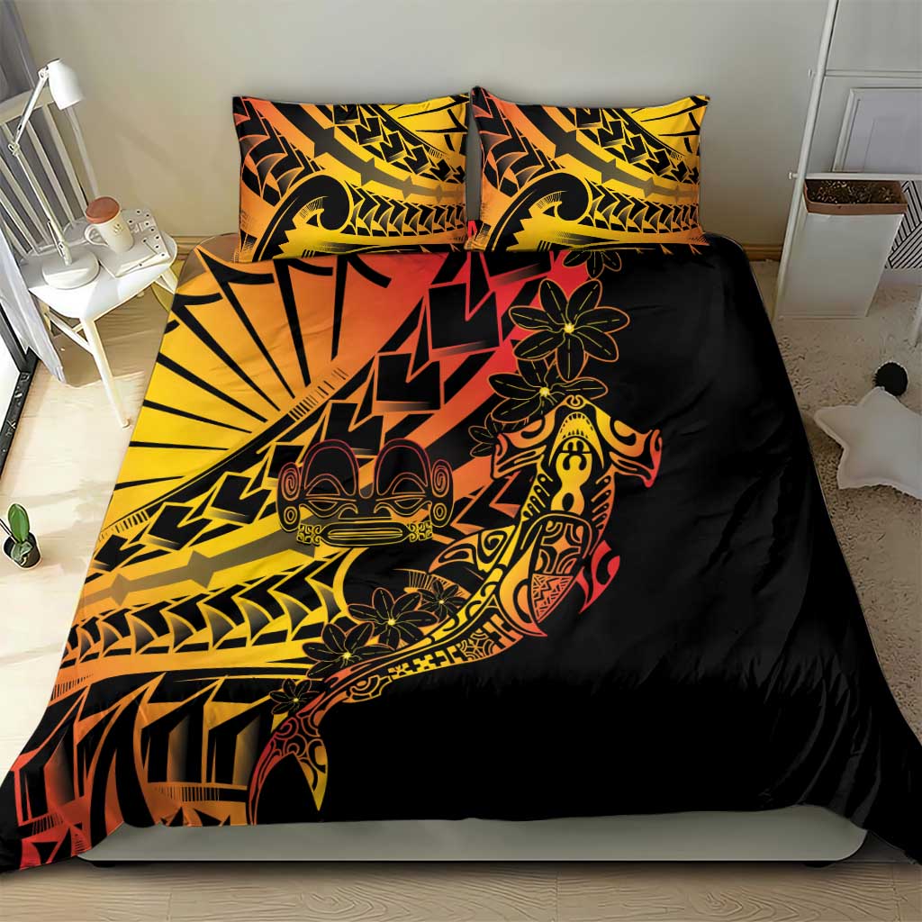 Gradient Marquesas Islands Bedding Set Marquesan Matatiki Hammerhead Shark Patutiki LT14 - Polynesian Pride
