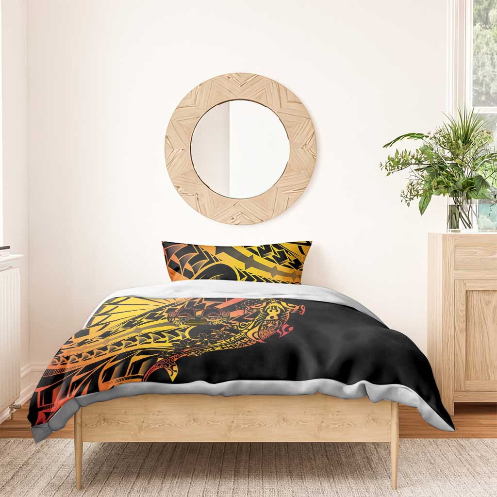 Gradient Marquesas Islands Bedding Set Marquesan Matatiki Hammerhead Shark Patutiki LT14 - Polynesian Pride