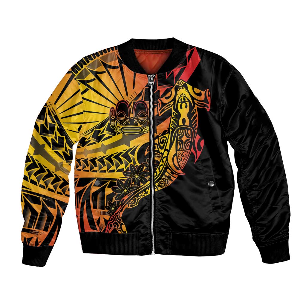 Gradient Marquesas Islands Bomber Jacket Marquesan Matatiki Hammerhead Shark Patutiki LT14 Unisex Yellow - Polynesian Pride