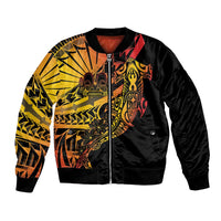 Gradient Marquesas Islands Bomber Jacket Marquesan Matatiki Hammerhead Shark Patutiki LT14 Unisex Yellow - Polynesian Pride