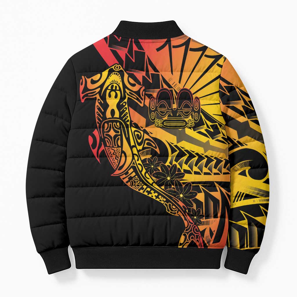 Gradient Marquesas Islands Bomber Puffer Jacket Marquesan Matatiki Hammerhead Shark Patutiki - Polynesian Pride