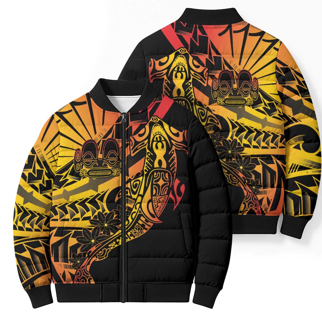 Gradient Marquesas Islands Bomber Puffer Jacket Marquesan Matatiki Hammerhead Shark Patutiki - Polynesian Pride