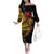 Gradient Marquesas Islands Family Matching Off The Shoulder Long Sleeve Dress and Hawaiian Shirt Marquesan Matatiki Hammerhead Shark Patutiki - Polynesian Pride