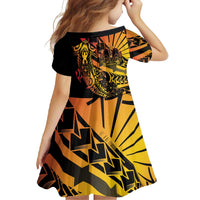 Gradient Marquesas Islands Family Matching Short Sleeve Bodycon Dress and Hawaiian Shirt Marquesan Matatiki Hammerhead Shark Patutiki - Polynesian Pride