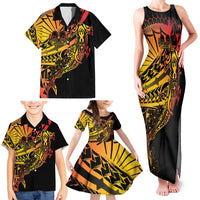 Gradient Marquesas Islands Family Matching Tank Maxi Dress and Hawaiian Shirt Marquesan Matatiki Hammerhead Shark Patutiki LT14 - Polynesian Pride