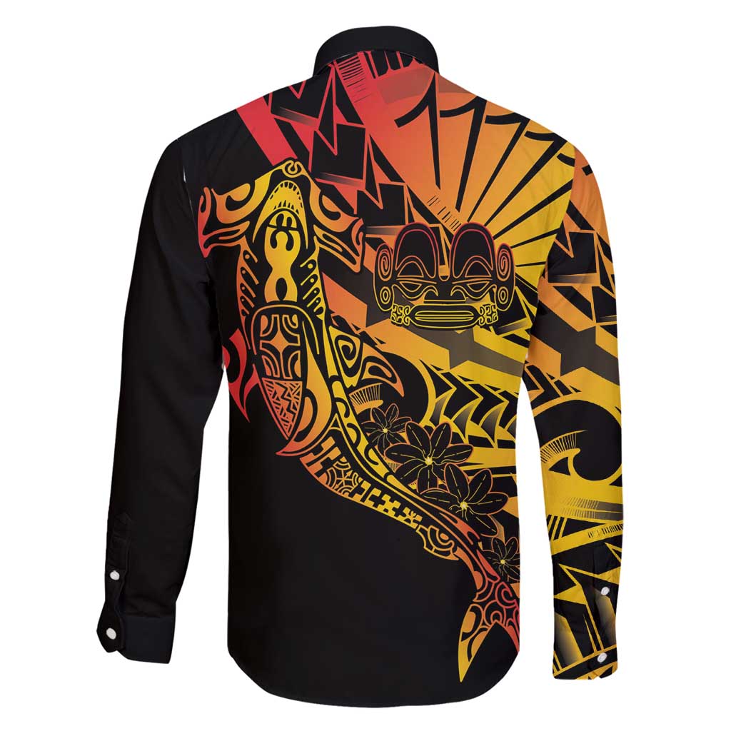 Gradient Marquesas Islands Family Matching Tank Maxi Dress and Hawaiian Shirt Marquesan Matatiki Hammerhead Shark Patutiki LT14 - Polynesian Pride