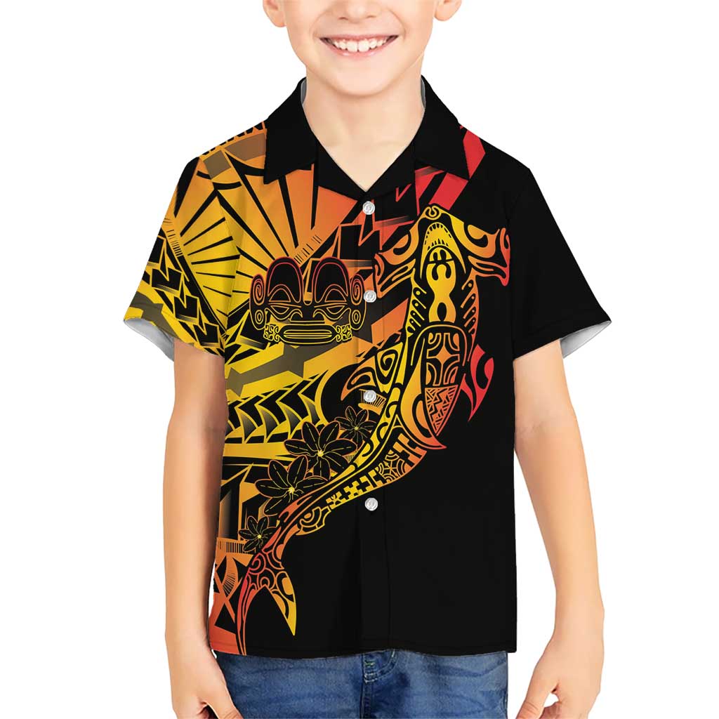 Gradient Marquesas Islands Hawaiian Shirt Marquesan Matatiki Hammerhead Shark Patutiki - Polynesian Pride
