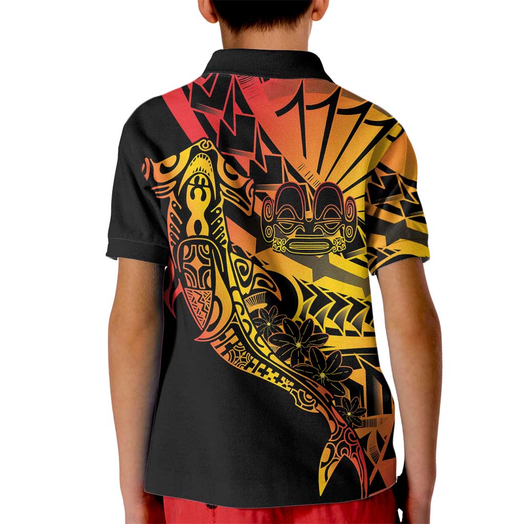 Gradient Marquesas Islands Kid Polo Shirt Marquesan Matatiki Hammerhead Shark Patutiki - Polynesian Pride