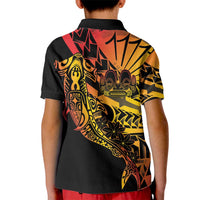 Gradient Marquesas Islands Kid Polo Shirt Marquesan Matatiki Hammerhead Shark Patutiki - Polynesian Pride