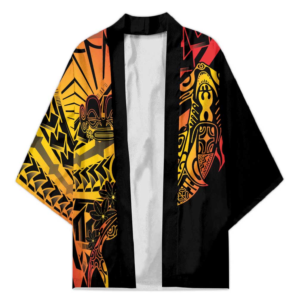 Gradient Marquesas Islands Kimono Marquesan Matatiki Hammerhead Shark Patutiki - Polynesian Pride