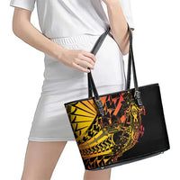 Gradient Marquesas Islands Leather Tote Bag Marquesan Matatiki Hammerhead Shark Patutiki LT14 - Polynesian Pride