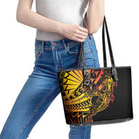 Gradient Marquesas Islands Leather Tote Bag Marquesan Matatiki Hammerhead Shark Patutiki LT14 - Polynesian Pride