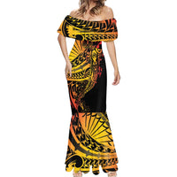 Gradient Marquesas Islands Mermaid Dress Marquesan Matatiki Hammerhead Shark Patutiki LT14 - Polynesian Pride