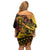 Gradient Marquesas Islands Off Shoulder Short Dress Marquesan Matatiki Hammerhead Shark Patutiki - Polynesian Pride
