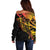 Gradient Marquesas Islands Off Shoulder Sweater Marquesan Matatiki Hammerhead Shark Patutiki - Polynesian Pride
