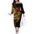 Gradient Marquesas Islands Off The Shoulder Long Sleeve Dress Marquesan Matatiki Hammerhead Shark Patutiki - Polynesian Pride
