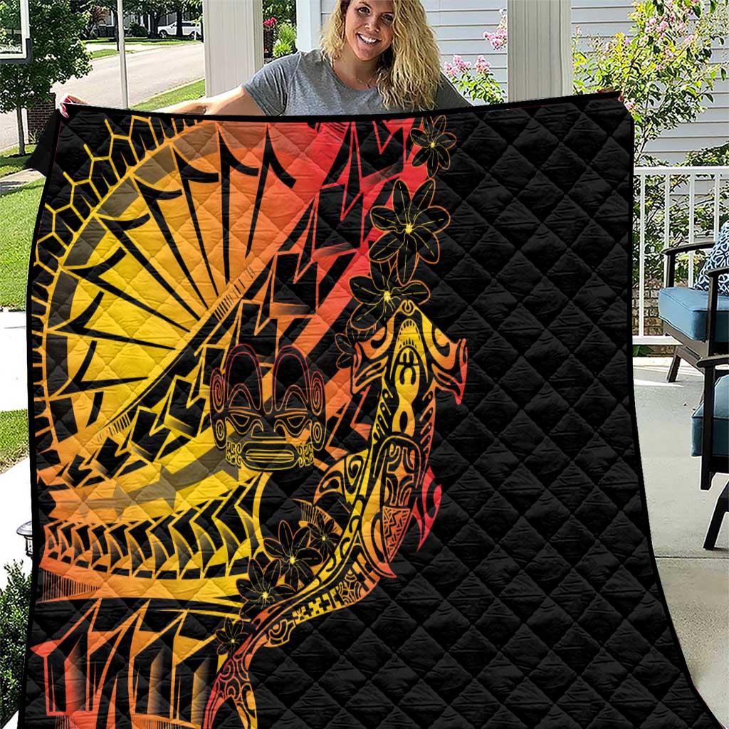 Gradient Marquesas Islands Quilt Marquesan Matatiki Hammerhead Shark Patutiki LT14 Yellow - Polynesian Pride
